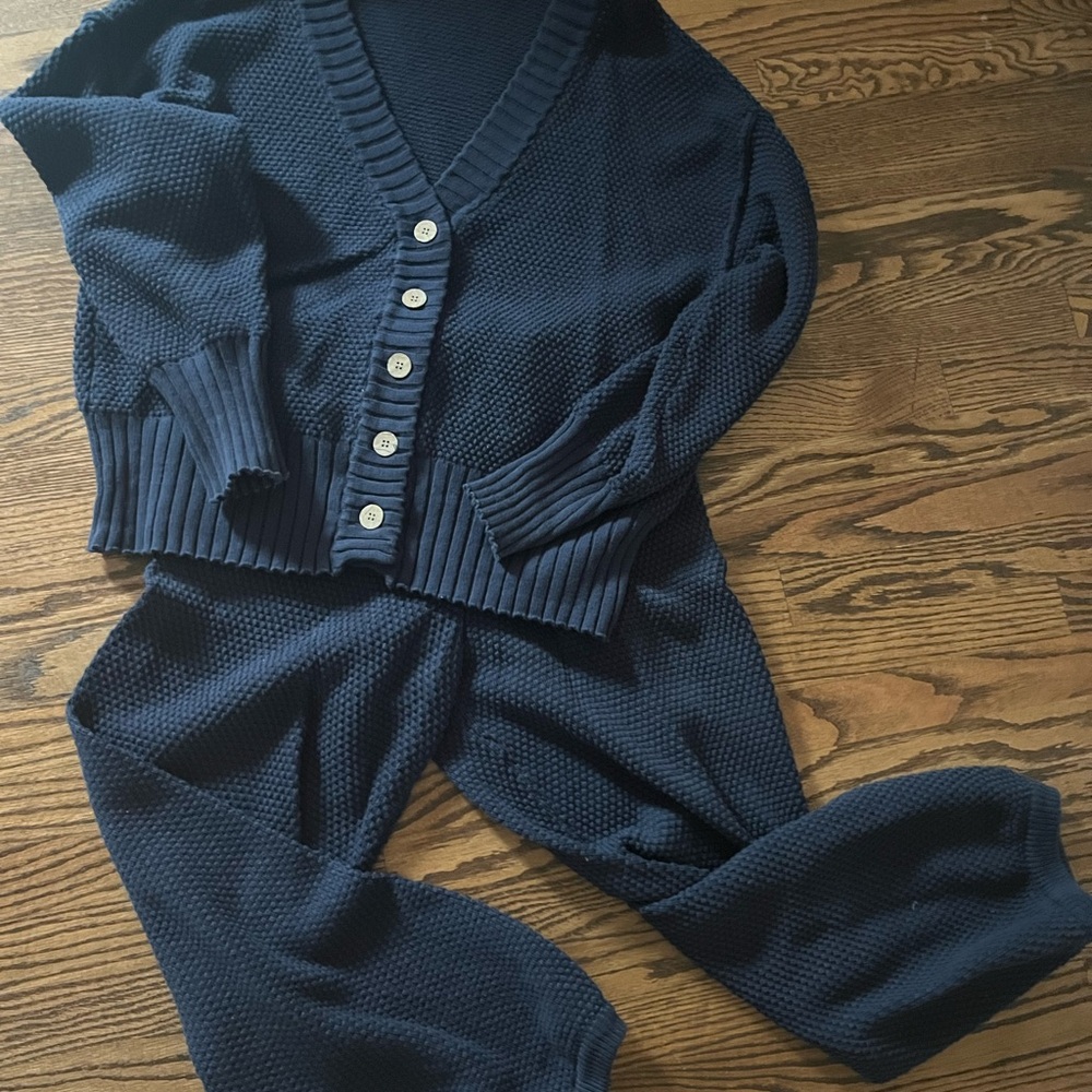Navy Free People Hailee Cardi Set
